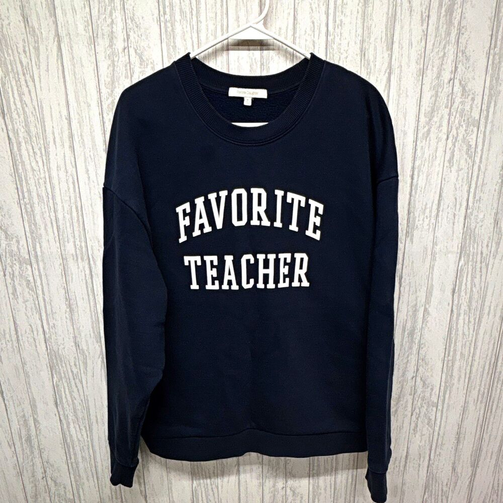 Favorite Daughter Womens M Navy Favorite Teacher Graphic Crewneck Sweatshirt